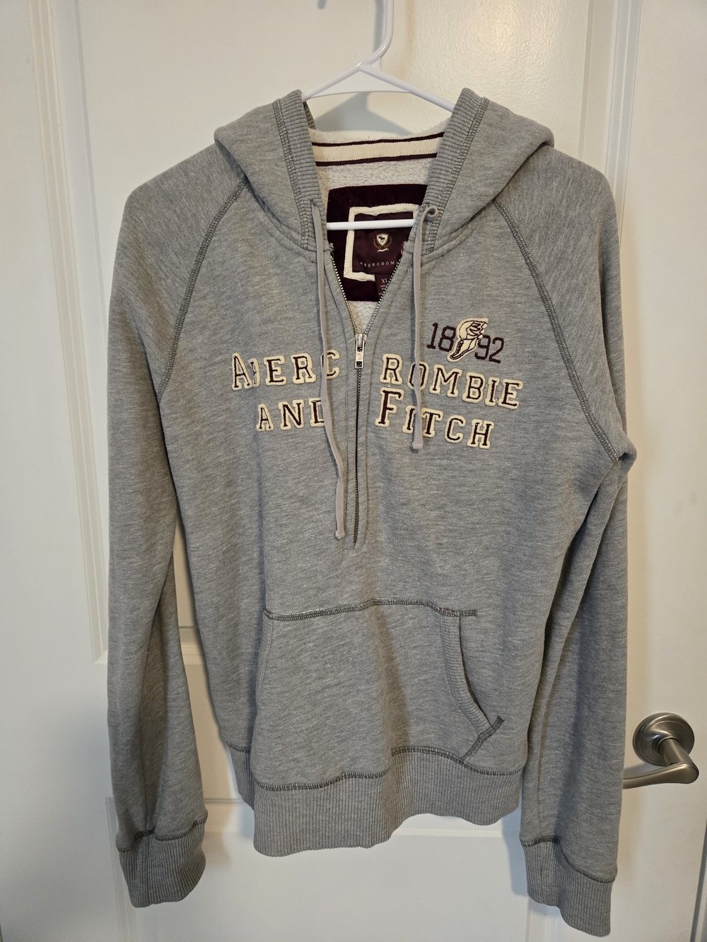 Abercrombie & Fitch Kid's Light Gray Zip Hoodie Sweatshirt Xl